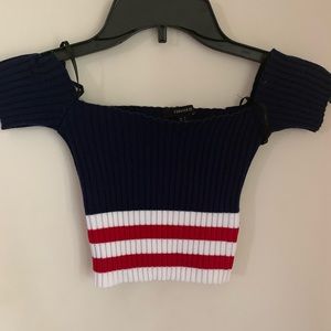 NAVY BLUE WHITE AND RED CROP